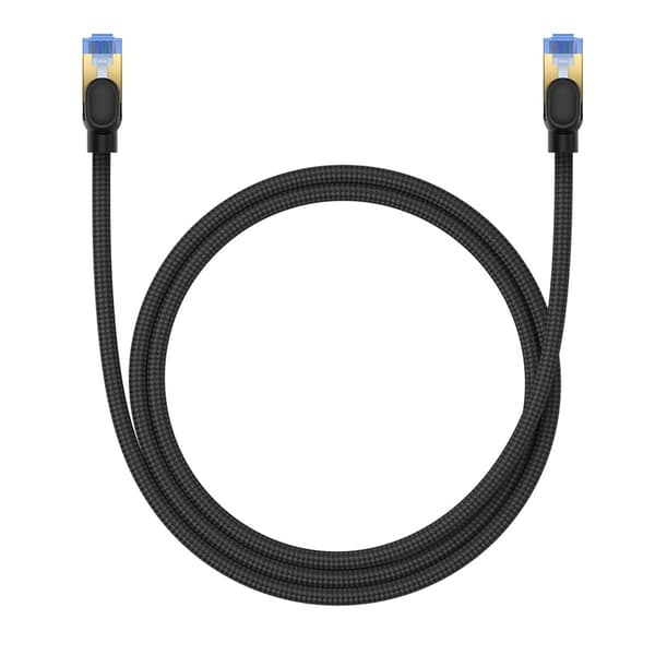 Hurtigt RJ45 kat.7 10 Gbps LAN netværkskabel, flettet, 1m, sort