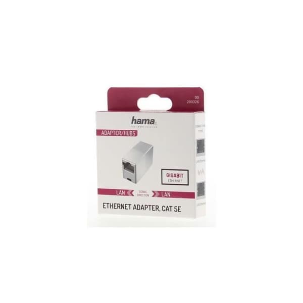 Nätverksadapter - HAMA - CAT-5e - Gigabit Ethernet - Ansluter två kablar - 1 Gbit/s