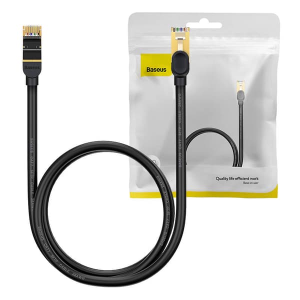Baseus Ethernet RJ45, 10 Gbps, 1 m verkkokaapeli (musta)