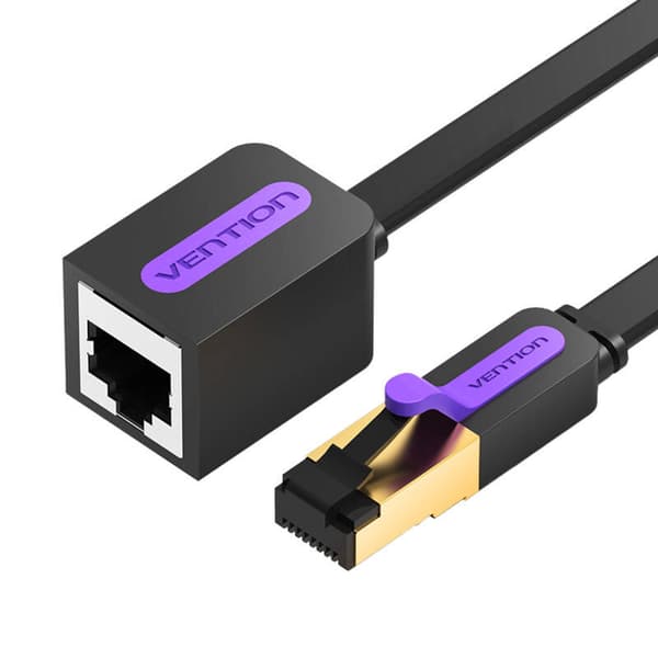 Flat Network Kabel forlængelse CAT7 Vention ICBBG RJ45 Ethernet 10Gbps 1,5m Sort