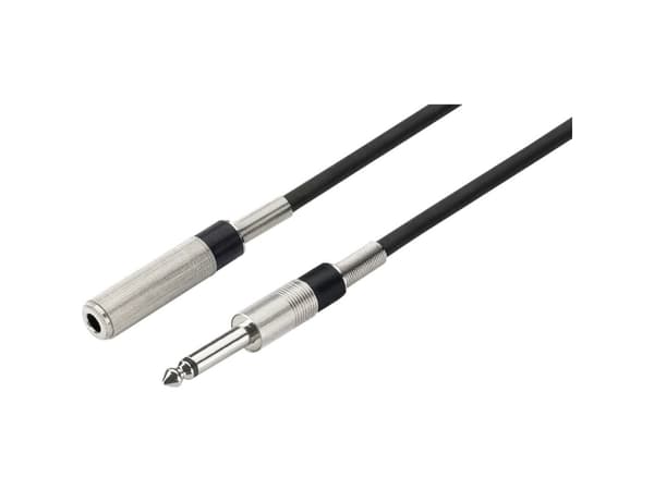 Monacor MEC-600/SW Ljudförlängningskabel [1x Jack 6,3 mm (mono) - 1x Jack hona 6,3 mm (mono)] 6 m Svart