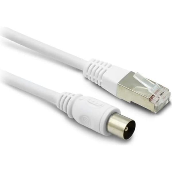RJ45 hane/hane koaxial och Ethernet TV-kabel - 2 m - vit Vit