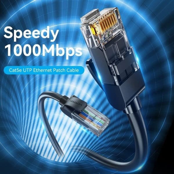 Nätkabel UTP Styv Kategori 5e Vention IABBM Svart 12 m