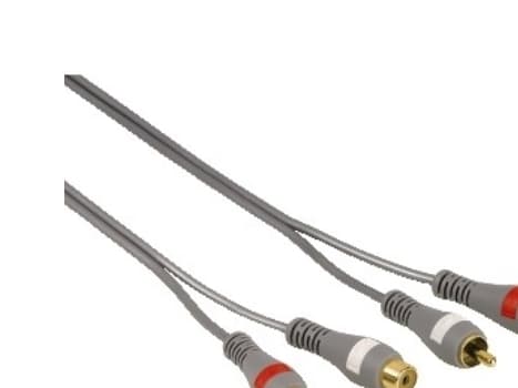 Hama Extension Cable 2 RCA Plugs - 2 RCA Sockets, 5 m, Hankjønn, 2 x RCA, Hunkjønn, 5 m, Grå