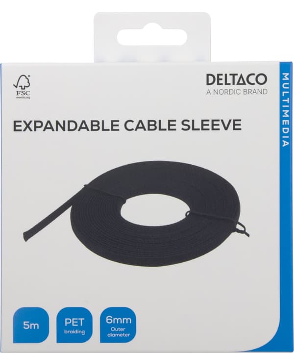 Nylon net cable tube OD6.0 mm, 5 m, black