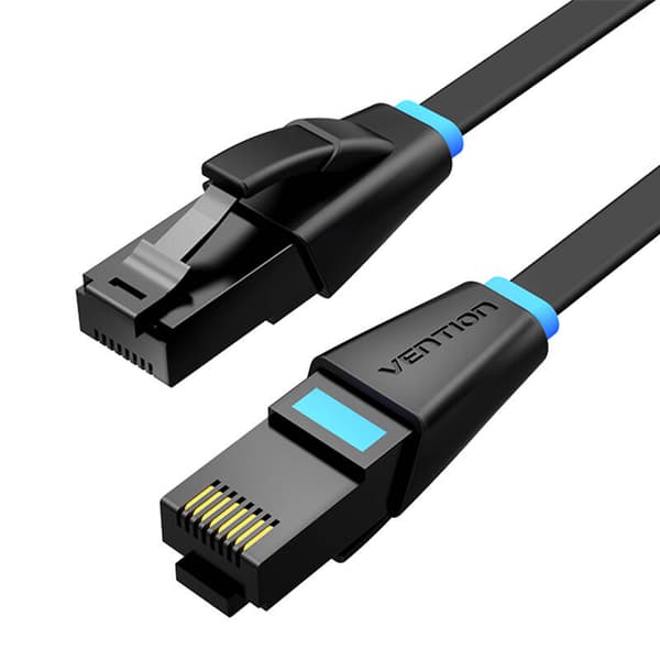 Fladt netværkskabel UTP CAT6 ventilation IBJBN RJ45 Ethernet 1000Mbps 15m Sort