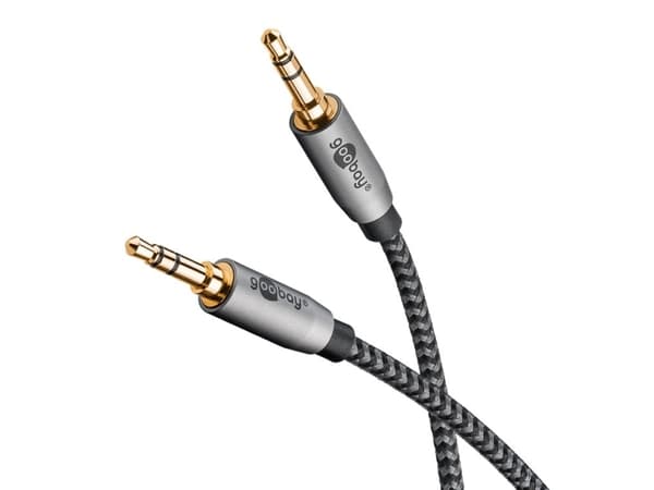 Goobay-kabel AUX-lydtilkoblingskabel, 3,5 mm stereo, 2m, Sharkskin Grey - Kabellengde 2m