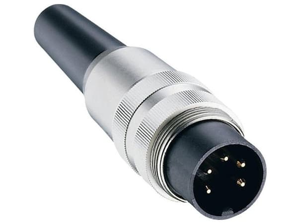 Stikhus til kabel 5 polet han, ligemed loddeterminaler til max 0,75mm² lederekabeldiameter 4-6mmIEC 60130-9, IP40 - Pakningsstørrelse: 100 stk.