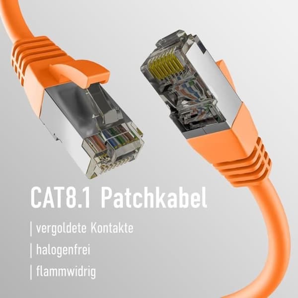 RJ45 CAT8.1 patchkabel - EFB - 7,5 m - Orange - S/FTP PIMF - PoE