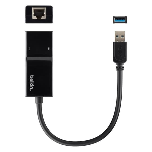 USB 3.0 nätverksadapter - Belkin - Gigabit Ethernet - SuperSpeed - Svart - 10/100/1000Mbps