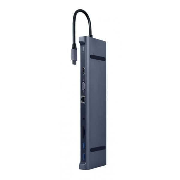 USB Typ C 10 i 1 3,5 mm Multiport Adapter Grå Gembird A-CM-COMBO10-01