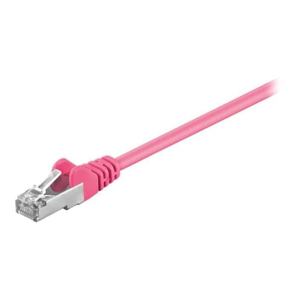goobay Cordon de raccordement RJ-45 (M) för RJ-45 (M) 10 m SF-UTP CAT 5e formad, utan krok magenta