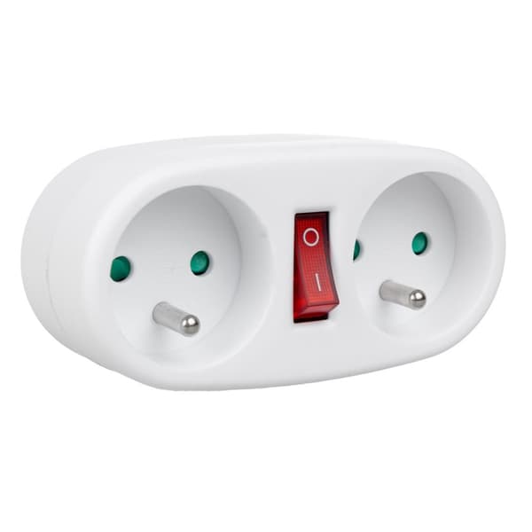 Maclean strømudtag, socket splitter med 2 stikkontakter og afbryder, Type E, 2x16A, MCE337 E