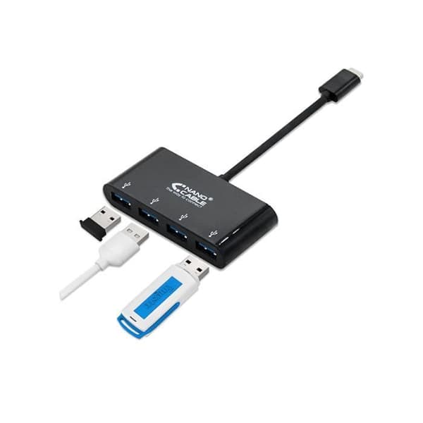 Nanokabel 10.16.4401-BK, USB 2.0, USB 3.0 (3.1 Gen 1) Typ-C, 0,1 m, USB, svart, 180 mm