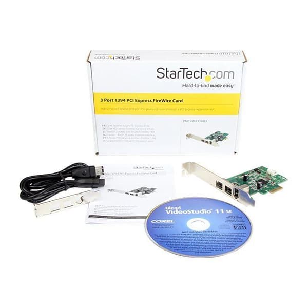 STARTECH PCI Express till 3-portars FireWire-adapterkort - 800 och 400 - 1394a 1394b - 3 totalt Firewire-port(ar) - 1 port(ar) Grön