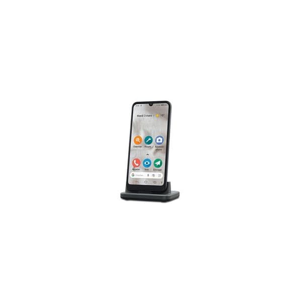 Smartphone Doro Pack 8100 PLUS grafit för seniorer med laddningsdocka och skyddsfodral