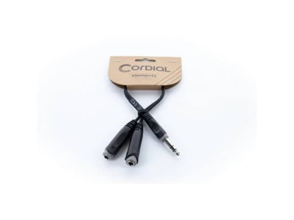 Cordial EY 0.3 VKK, 6.35mm, Hankjønn, 2 x 6.35mm, Hunkjønn, 0,3 m, Sort