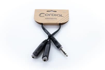 Cordial EY 0.3 VKK, 6.35mm, Hankjønn, 2 x 6.35mm, Hunkjønn, 0,3 m, Sort