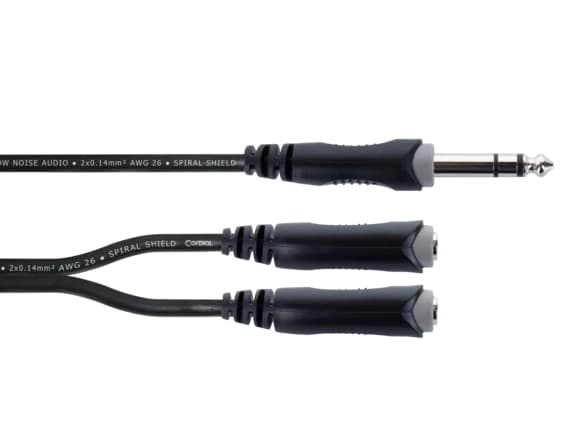Cordial EY 0.3 VKK, 6.35mm, Hankjønn, 2 x 6.35mm, Hunkjønn, 0,3 m, Sort