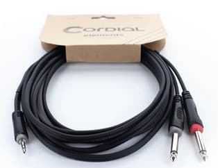 Cordial 14865, 3.5mm, Hankjønn, 2 x 6.35mm, Hankjønn, 5 m, Sort