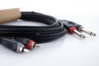 Cordial 14842 Jack / Phono Audio anslutningskabel [2x Jack 6,3 mm (mono) - 2x RCA-kontakter] 6 m svart PVC-mantel, tvillingkabel