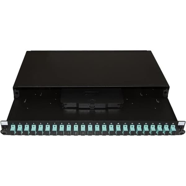 Fiber Optisk Kopplingsbox - LINK - LK24FOSC3 - 24 SC Simplex OM3 portar - Svart Stål RAL9005 - 1U Rack