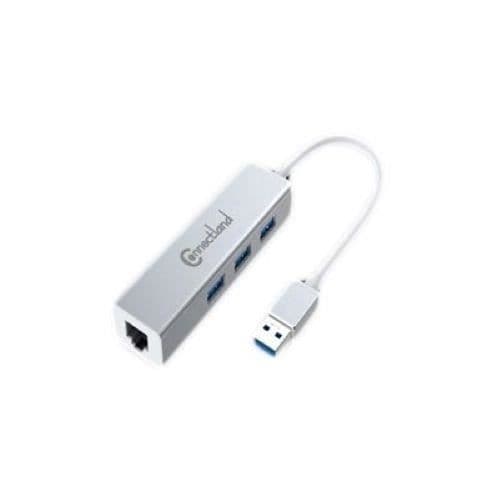 Connectland USB3 till Ethernet-adapter 10/100/1000 Mbps + 3X aluminium HUB