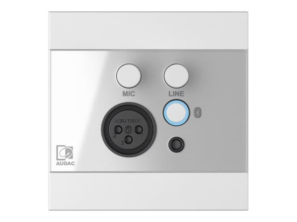 Wall panel AUDAC WP225/W, XLR mic + 3.5 mm jack + BT, white
