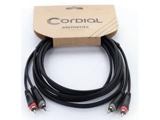Cordial 14837 Jack / Phono Audio-anslutningskabel [2x RCA-kontakt - 2x RCA-kontakt] 3 m Svart PVC-mantel, tvillingkabel