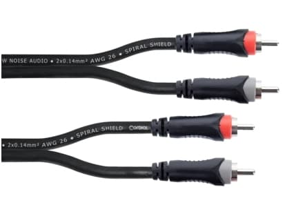 Cordial 14837 Jack / Phono Audio-anslutningskabel [2x RCA-kontakt - 2x RCA-kontakt] 3 m Svart PVC-mantel, tvillingkabel