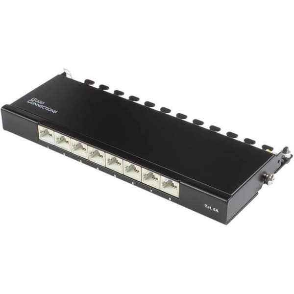 Good Connections GC-N0118 Kopplingspanel för Kontor Cat. 6A 500 MHz Kompatibel med 10 Gigabit 8 Portar 0,5 U Skärmad STP Öppning