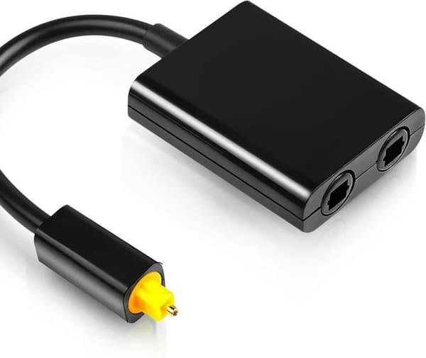 XTVTX Ljudoptisk splitter 1 till 2 utgångar, Toslink ljudoptisk kabelfördelare, Fiberoptisk adapter, Konverterar 14