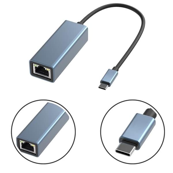 USB-C till Ethernet-adapter - Ej specificerad - Rj45 - 1000 Mbps - Kompatibel med Windows/Mac/Linux - Nätverkskabel