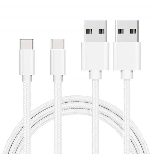 USB-C-kabel för Huawei MediaPad M5 Lite - MediaPad M5 10 - MediaPad M5 8 - Silver Vit Flätad Nylon 1 Meter [LOT 2] Phonillico®