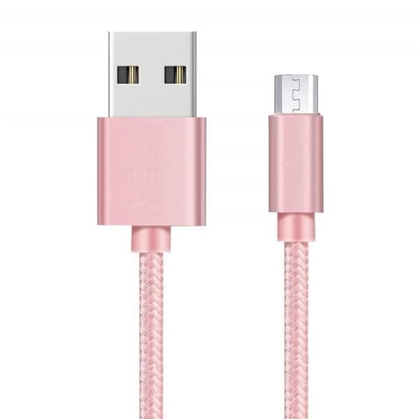 Kabel för Huawei MediaPad T5 - MediaPad T3 - MediaPad M5 Lite - MatePad T8 - Mikro usb Nylon Flätad Rosa 1 Meter Phonillico®