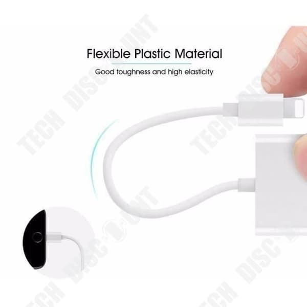 2 i 1 ljudadapter - TD® - iPhone X/8/7 - Snabbladdning - Musikutgång - Plug and Play