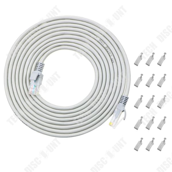 TD ethernetkabel cat6 ethernetkabel med 15 clips ethernetkablar 30m silvergrå internetkabel RJ-45-kontakt ethernetkabel