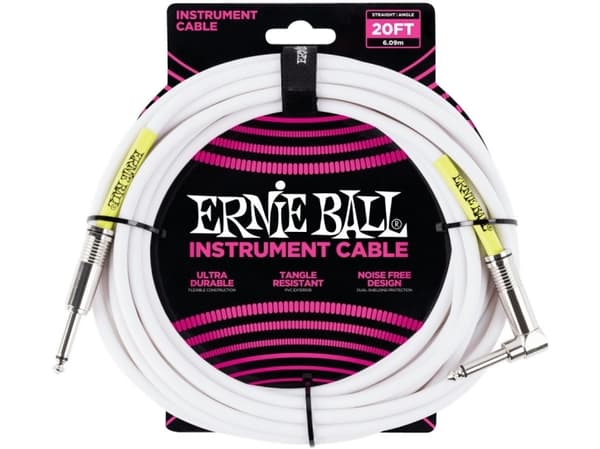 Ernie Ball P06047, 6.35mm, Hankjønn, 6.35mm, Hankjønn, 6,09 m, Hvit