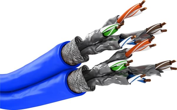 CAT 7A duplex-netværkskabel, S/FTP (PiMF), blå