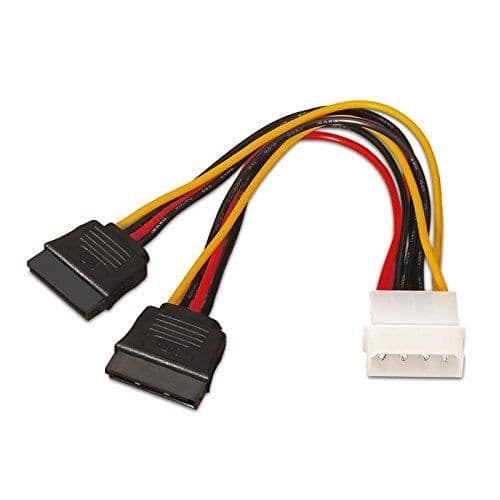 SATA-strömkabel, 5,25", M-2xSATA-H, 0,20 meter