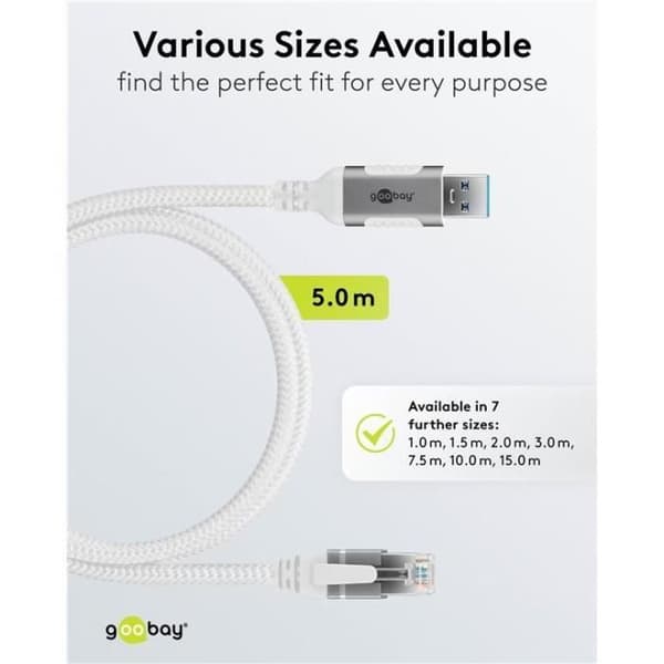 Ethernet-kabel USB-A 3.0 till RJ45 - GOOBAY - 5 meter - Plug-and-play - Svart
