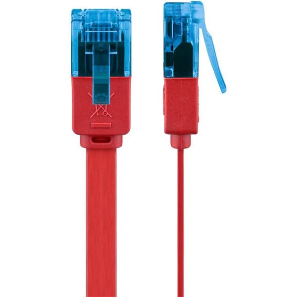 Cordon de raccordement CAT 6a - goobay - 3m - Röd - Moulded, platt, kabelklämma