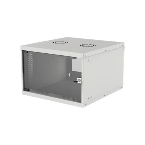 Intellinet Network Cabinet, Wall Mount (Basic), 6U, Usable Depth 340mm/Width 485mm, Grey, Flatpack, Max 50kg, Glass Door, 19", Parts for wall installa