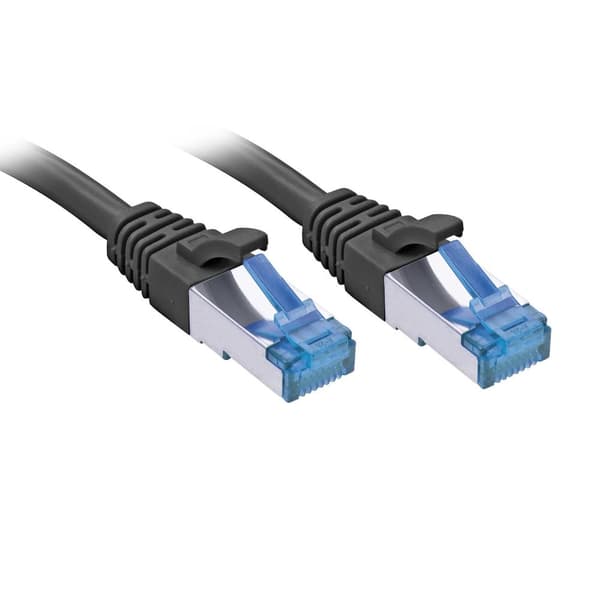 Lindy - Patch Cable - RJ-45 (M) - RJ-45 (M) - 5,0 m - SFTP, PiMF - CAT 6a - IEEE 802.3af/IEEE 802.3at - valettu, ilman koukkua - musta (47416)