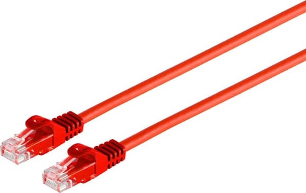 S/CONN maksimiliitettävyyden verkkokaapeli RJ45 U/UTP-liitäntäkaapeli Cat.7 raakakaapelilla punainen 0,25 m (08-35004)