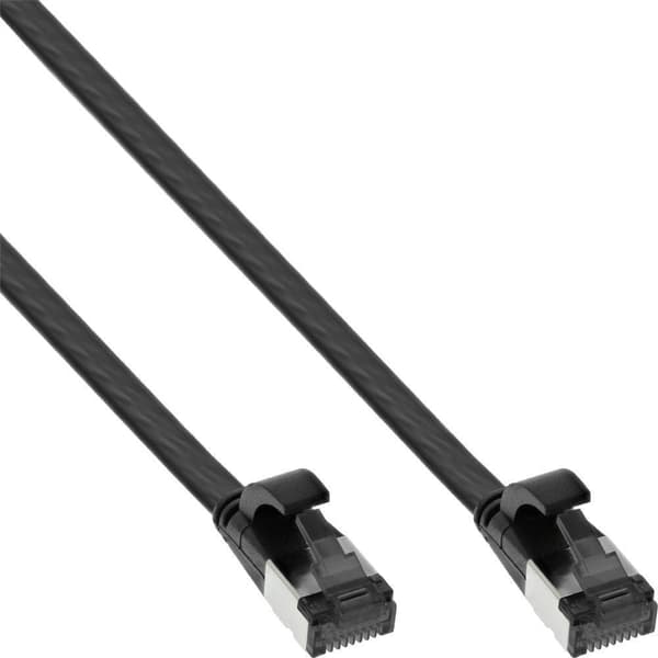 InLine - Patch-kabel - RJ-45 (M) til RJ-45 (M) - 1,5 m - U/FTP, PiMF - CAT 8.1 - Halogenfri, uden krog, snoet, flad - Sort (75814S)