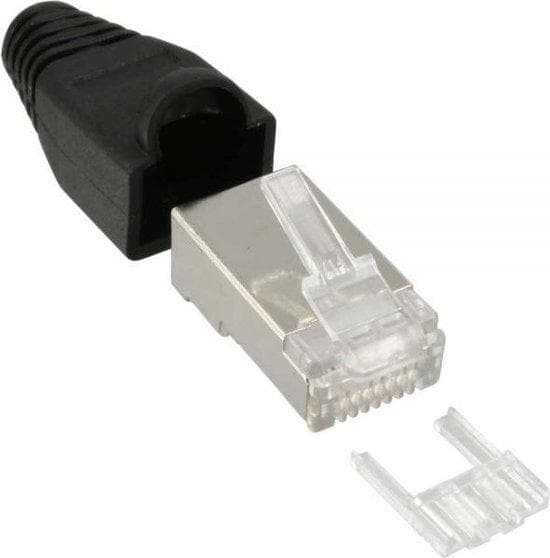 InLine - Netværksstik - RJ-45 (M) - Afskærmet - Sort (pakke med 10) (74510S)