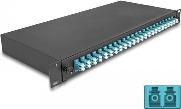 Delock 19? Fiberoptisk splejsningsboks 24 x LC Duplex OM3 1U fuldt udstyret klar til splejsning (67010)