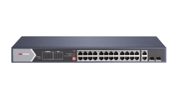 Hikvision Pro Series DS-3E0528HP-E - Kytkin - hallitsematon - 20 x 10/100/1000 (PoE) + 4 x 10/100/1000 (Hi-PoE) + 2 x 10/100/1000 + 2 x Gigabit SFP -