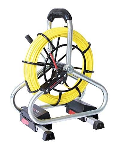 Runpotec 10047 dobbelt udløbssystem professionelt sæt glasfiberstang 60 m Ø 4,5 mm gevind RTG Ø 6 mm, inkl. stålrulle Ø 330 mm